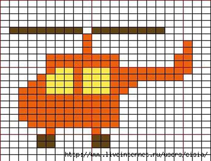 Картинки по клеточкам самолет